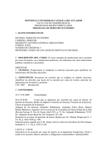 Derecho Sucesorio - Pontificia Universidad Católica del Ecuador