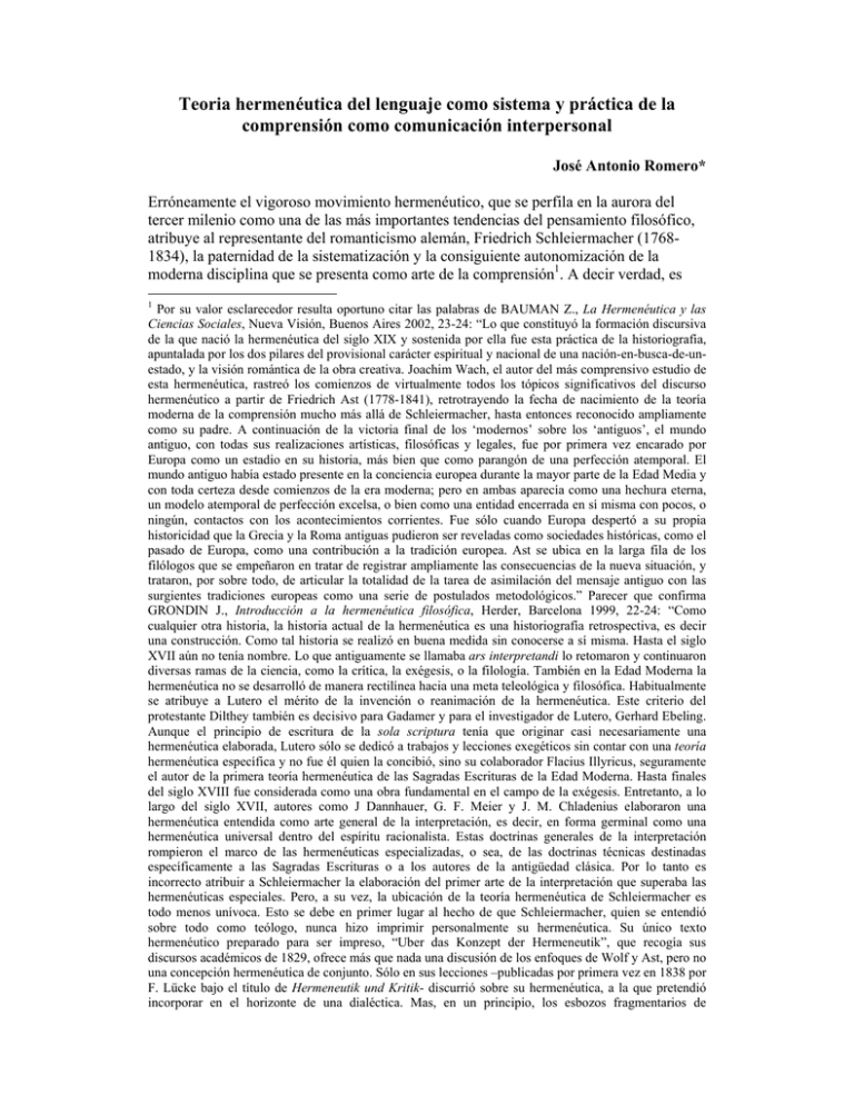 Teoria Hermenéutica Del Lenguaje Como Sistema Y Práctica