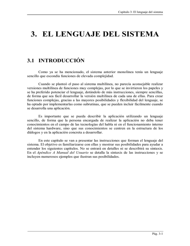 3. el lenguaje del sistema - Grupo de Tecnología del Habla