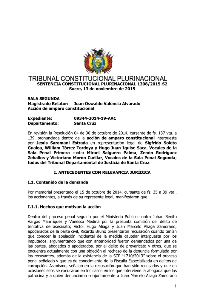 Resolución - Tribunal Constitucional Plurinacional