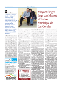 Miryam Singer llega con Mozart al Teatro Municipal de Las Condes
