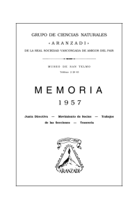Grupo de Ciencias Naturales "Aranzadi". Memoria 1957