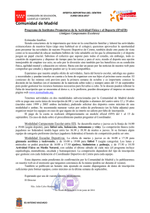 Campeonatos Escolares - IPAFD. Información sobre el programa.