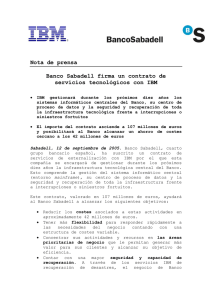 Nota de prensa Banco Sabadell firma un contrato de servicios
