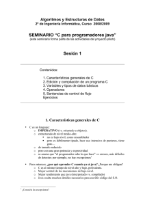 SEMINARIO “C para programadores java” Sesión 1