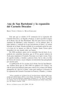 Ana de San Bartolomé y la expansión del Carmelo Descalzo