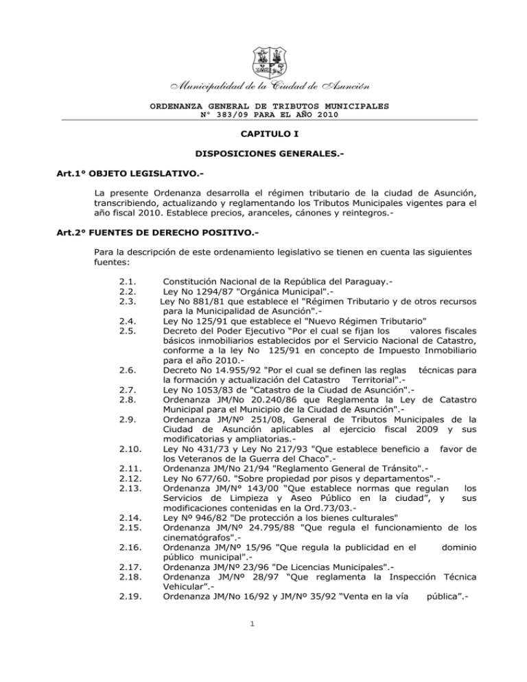 Ordenanza General De Tributos Municipales