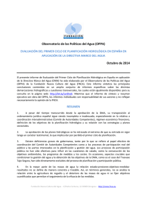 Observatorio de las Políticas del Agua (OPPA) Octubre de 2014