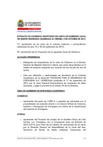 Extracto de acuerdos Junta de Gobierno 09/10/2015