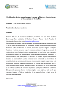 Modificación de los requisitos para ingresar a Régimen Académico