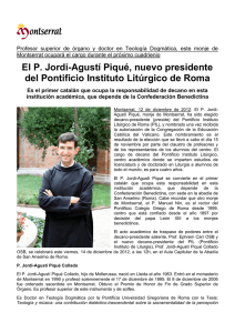 El P. Jordi-Agustí Piqué, nuevo presidente del Pontificio Instituto