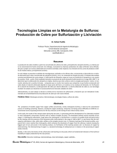 Producción de Cobre por Sulfurización y Lixiviación