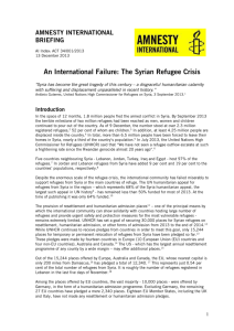 An International Failure - The Syrian Refugee Crisis