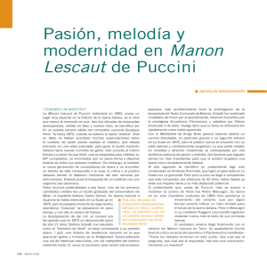 Pasión, melodía y modernidad en Manon Lescaut de Puccini