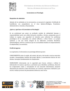 www.uaeh.edu.mx Licenciatura en Psicología Requisitos de