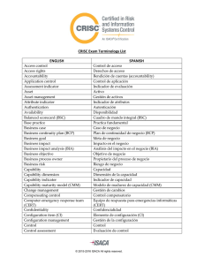 CRISC Exam Terminology List ENGLISH SPANISH