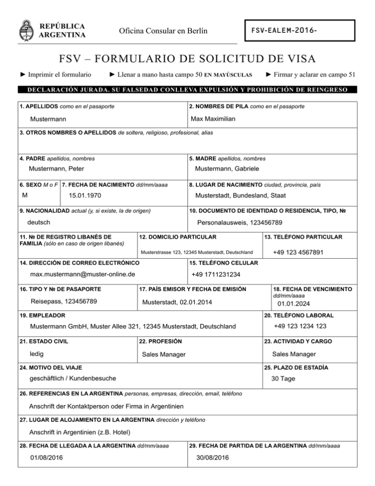 Argentina Visa Application Form 2024 Aila Lorena