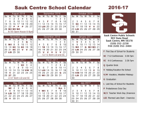 Sauk Centre School Calendar - Sauk Centre Public Schools