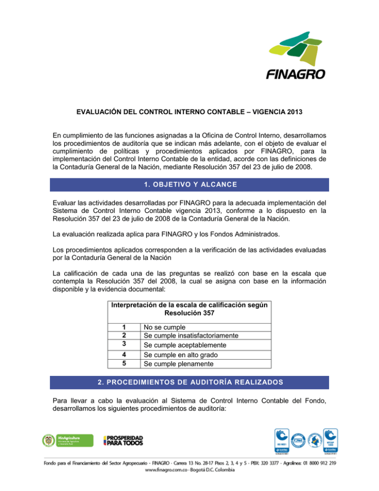 Informe Administración Evaluación Sistema Control Interno Contable