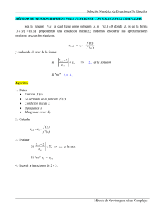 Solución Numérica de Ecuaciones No Lineales Método de Newton