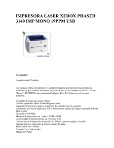 IMPRESORA LASER XEROX PHASER 3140 IMP MONO 19PPM USB