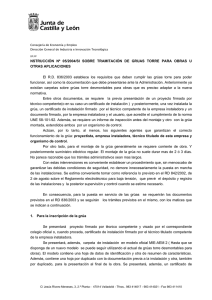 2003 sobre trmitacin de gruas torre para obras u otras aplicaciones