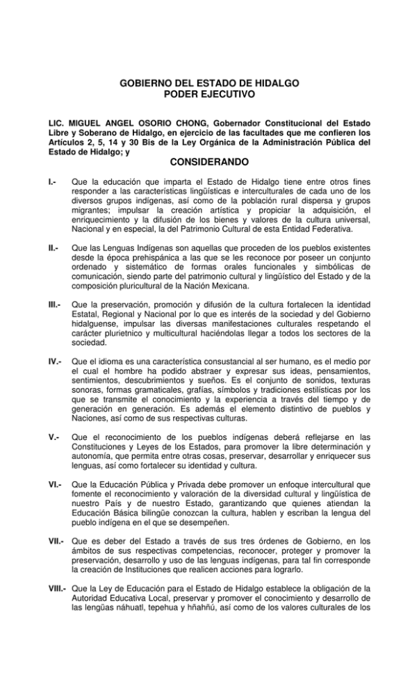 Gobierno Del Estado De Hidalgo Poder Ejecutivo