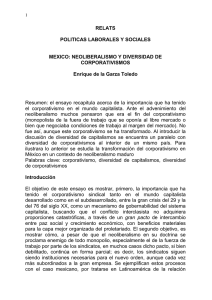 México: neoliberalismo y diversidad de corporativismos.