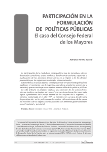 Participación en la formulación de Políticas Públicas. El