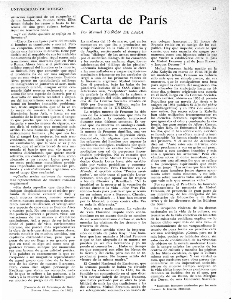 Carta de París Revista de la Universidad de México