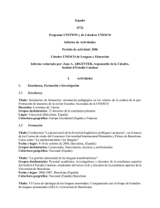 España (572) Programa UNITWIN y de Cátedras UNESCO Informe