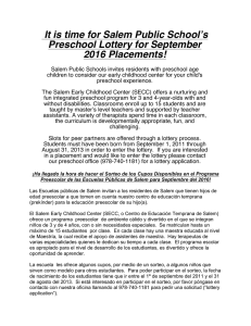 It is time for Salem Public School`s Preschool Lottery for September