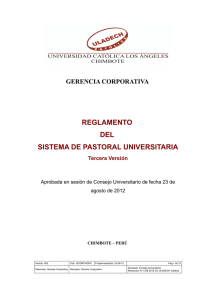 reglamento pastoral universitaria - Universidad Católica los Ángeles