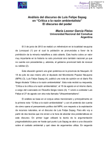 Análisis del discurso de Luis Felipe Sapag en - Argus-a