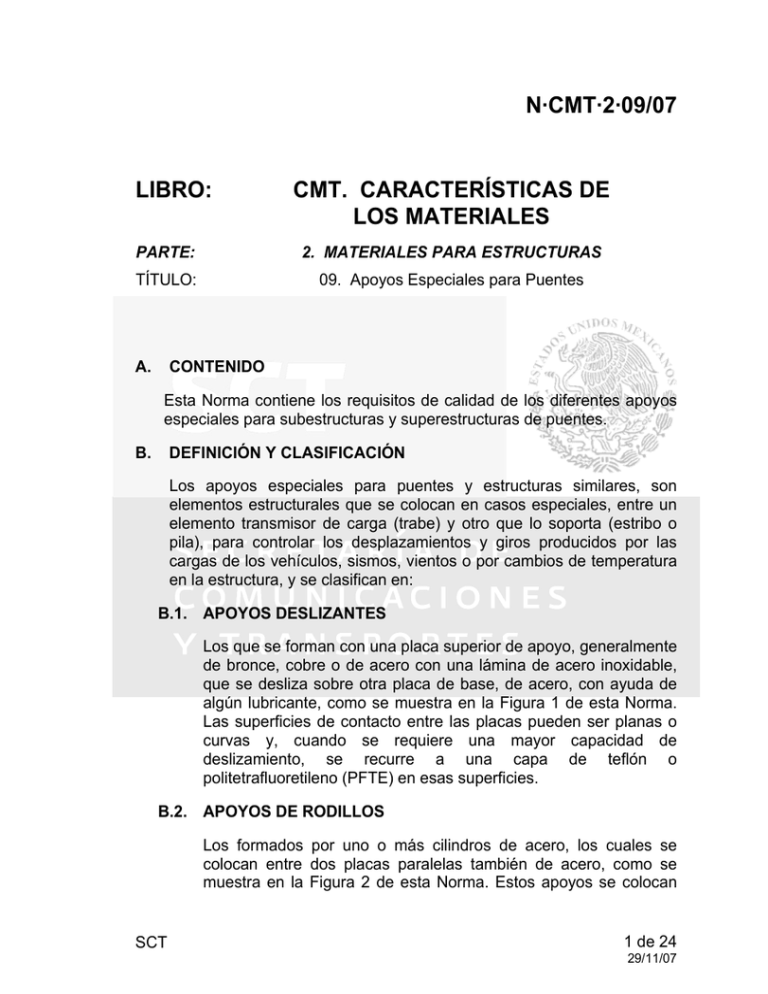 N·CMT·2·09/07 LIBRO: CMT. CARACTERÍSTICAS DE LOS