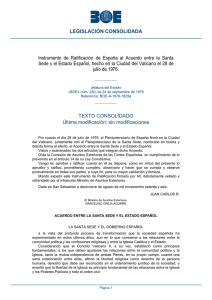 Instrumento de Ratificación de España al Acuerdo entre la Santa