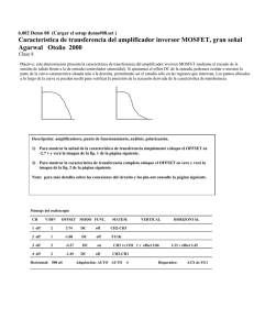 Característica de transferencia del amplificador inversor MOSFET