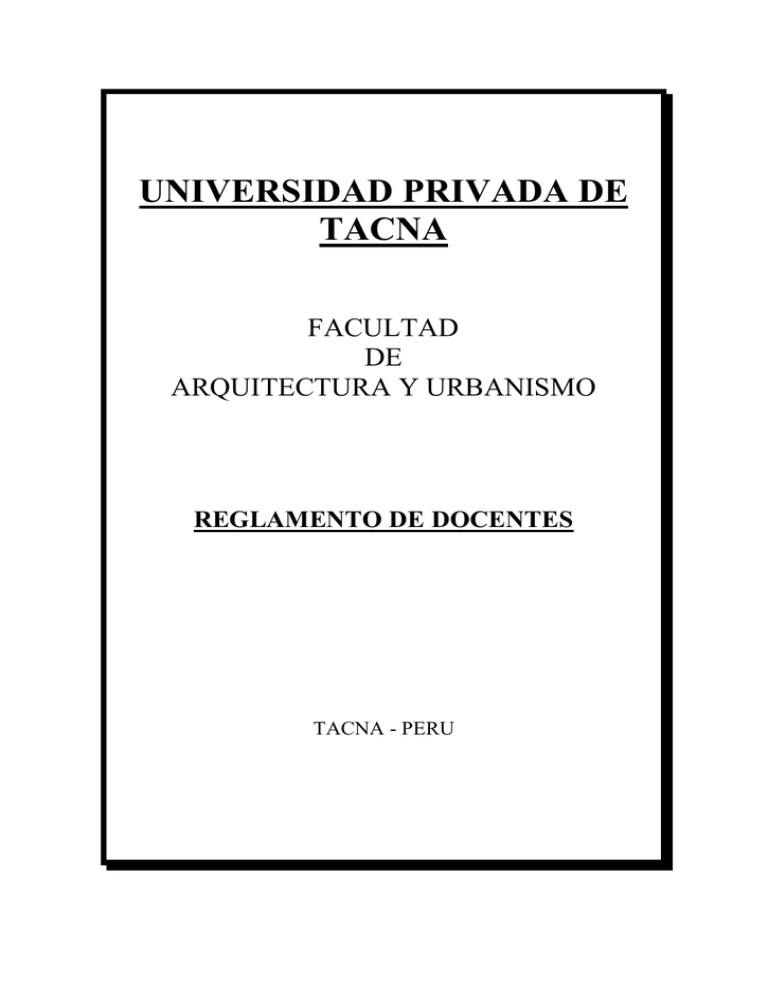 Reglamento - Universidad Privada De Tacna