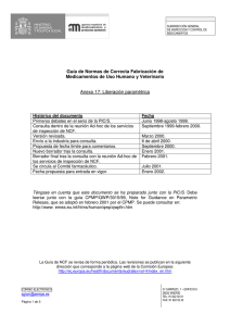 Liberación paramétrica - Agencia Española de Medicamentos y