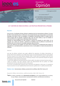 UE y Gestión de crisis en África: Políticas preventivas a prueba