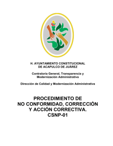 No Conformidad, Corrección y Acción Correctiva CSNP-01.