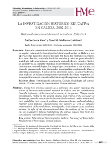 LA INVESTIGACIÓN HISTÓRICO-EDUCATIVA EN GALICIA, 2002