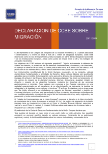 DECLARACION DE CCBE SOBRE MIGRACIÓN