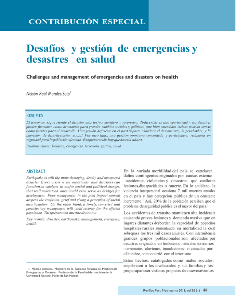 Desafíos Y Gestión De Emergencias Y Desastres En Salud