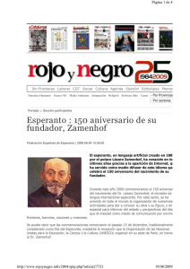 Esperanto : 150 aniversario de su fundador, Zamenhof
