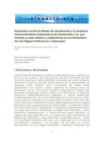 Demanda contra el Estado de Guatemala y la empresa minera