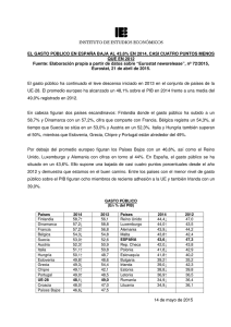 EL GASTO PÚBLICO EN ESPAÑA BAJA AL 43,6% EN 2014, CASI