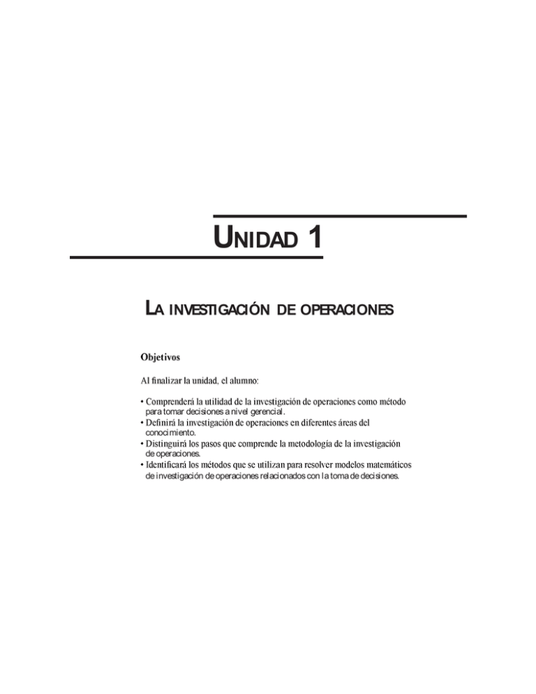 Unidad 1 La Investigación De Operaciones