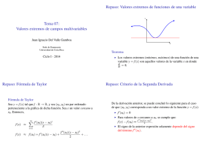 Tema 07: Valores extremos de campos multivariables Repaso
