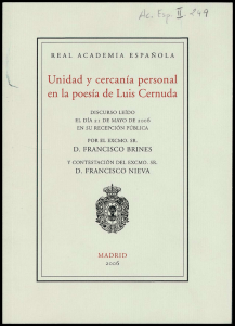 Unidad y cercanía persona en la poesía de Luis Cernada